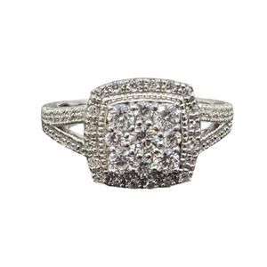 Sterling Silver 1/2ct Lab Grown Diamond Engagement Ring 925 Wedding Band